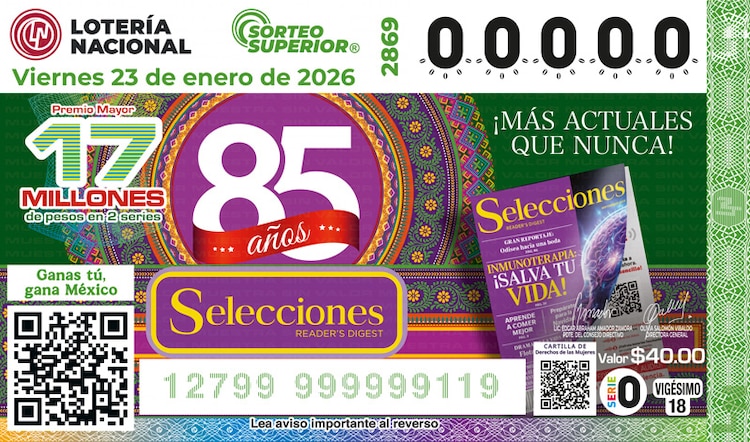 El billete del Sorteo Superior 2869 está dedicado al 85 aniversario selecciones Reader’s Digest.