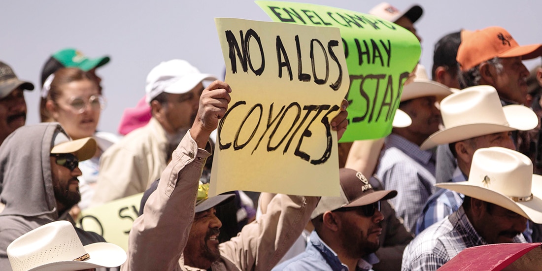 Productores protestan contra el coyotaje, el 28 de marzo en Sombrerete, Zacatecas.