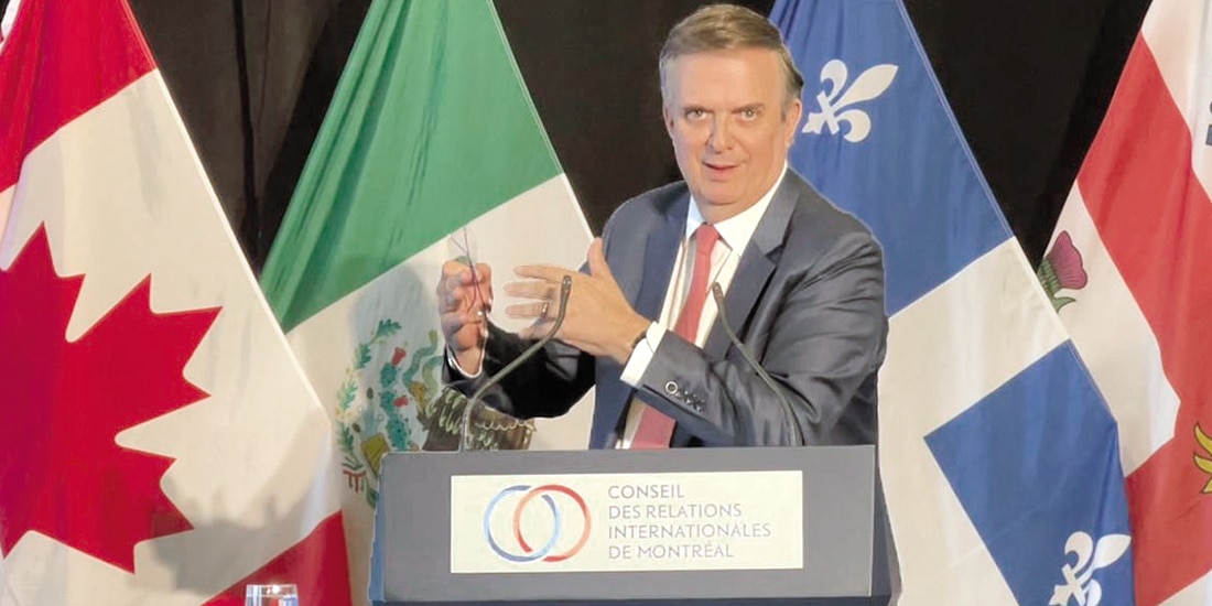 Marcelo Ebrard, secretario de Economía, durante su participación en la misión comercial en Montreal, ayer