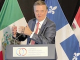Marcelo Ebrard, secretario de Economía, durante su participación en la misión comercial en Montreal, ayer