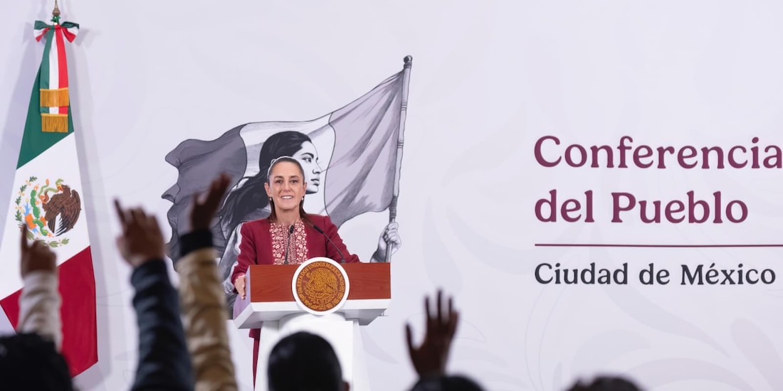 Claudia Sheinbaum este martes en Palacio Nacional.