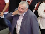 El senador Adán Augusto López, en el Consejo Nacional de Morena, el domingo.