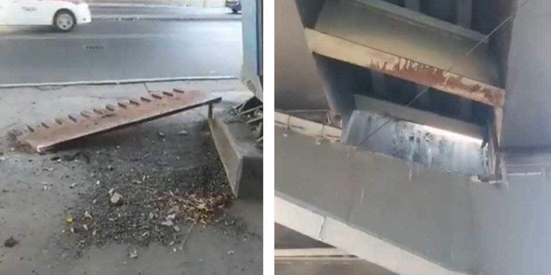 Cierran puente vehicular de Calzada Taxqueña por caída de placa metálica