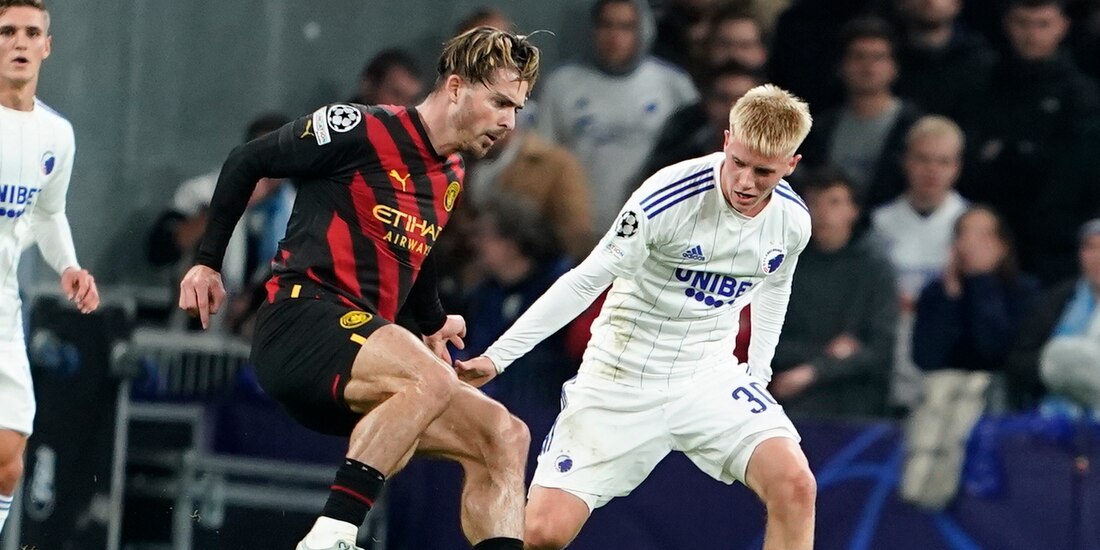Una acción del Copenhague vs Manchester City en la Champions League