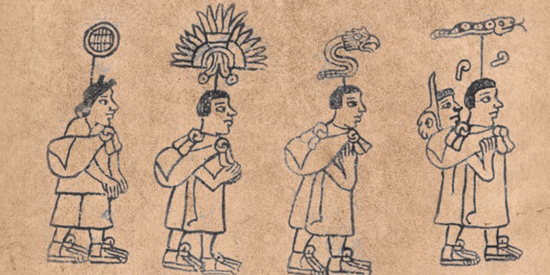 Parte del Códice Boturini, en la portada del libro.