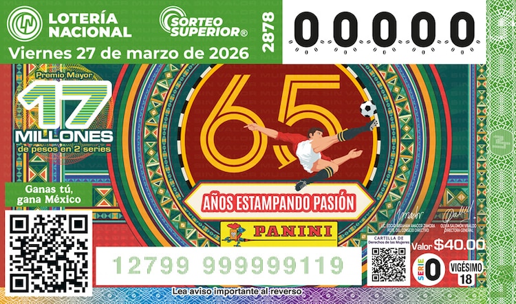 El billete del Sorteo Superior 2878 está dedicado al 65° aniversario de Editorial Panini.