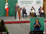 AMLO en su conferencia de este viernes 23 de abril.