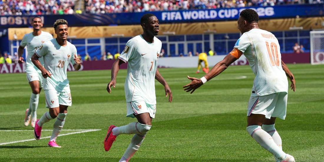 Ousmane Dembélé festeja uno de sus tres goles en la victoria de Francia sobre Noruega en el Mundial 2026.