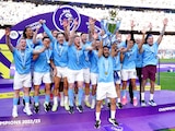 Manchester City celebra el título de la Premier League.