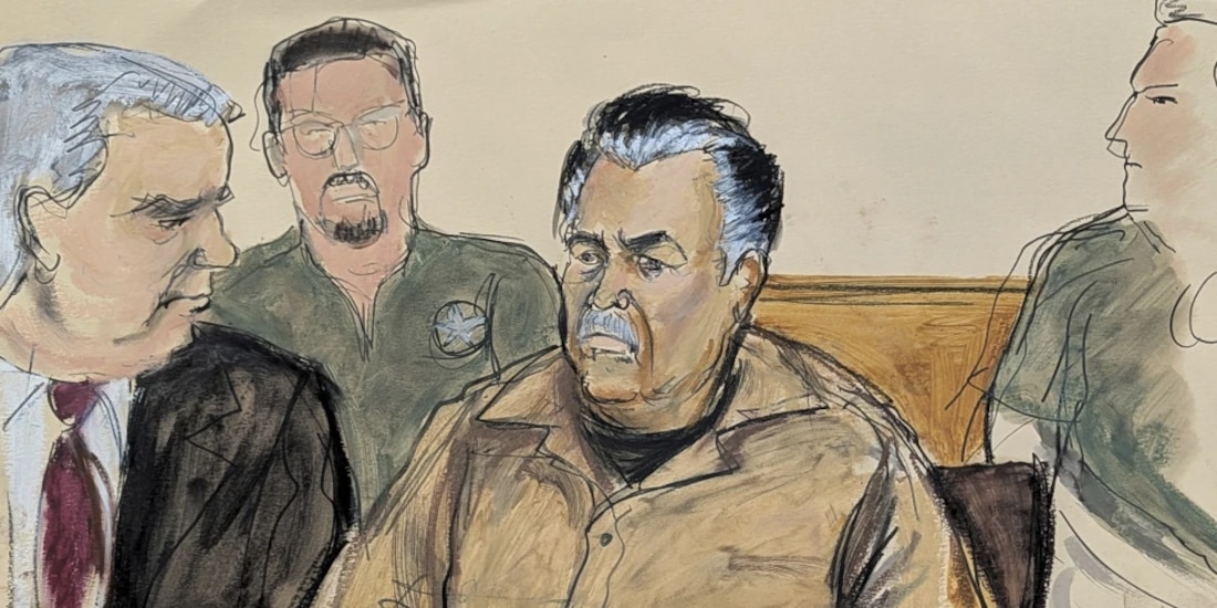 Ismael “El Mayo” Zambada en un boceto judicial en un tribunal federal del distrito de Brooklyn, Nueva York, el 13 de septiembre de 2024.