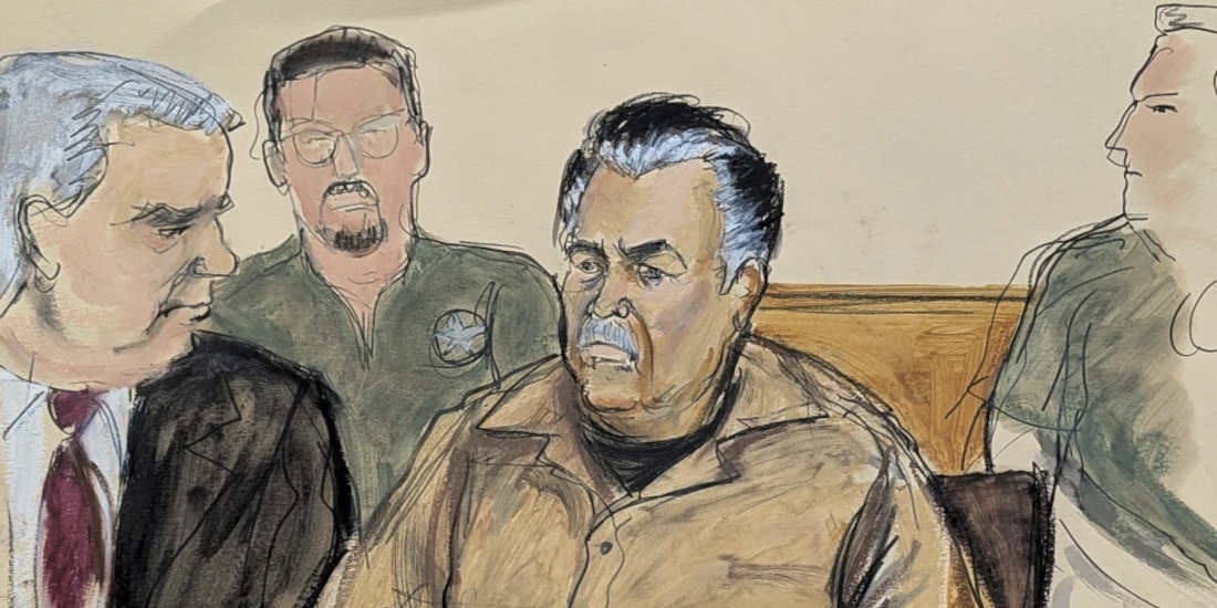 Ismael “El Mayo” Zambada en un boceto judicial en un tribunal federal del distrito de Brooklyn, Nueva York.