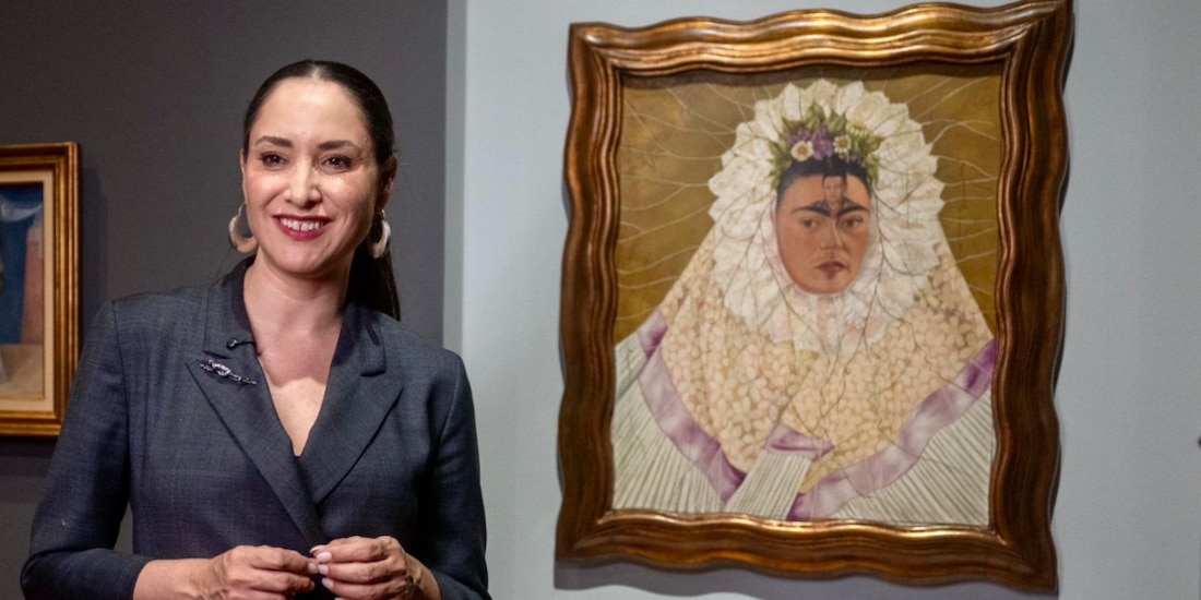 Claudia Curiel de Icaza durante la inauguración de 'Relatos modernos. Obras emblemáticas de la Colección Gelman-Santander' en el MAM, el 16 de febrero de 2026.