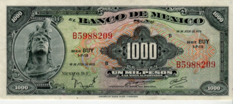 Billete de Mil pesos Año: 1977