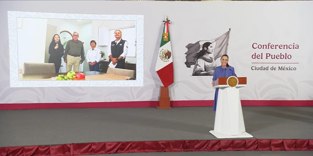 La presidenta Claudia Sheinbaum, durante la Conferencia matutina en Palacio Nacional