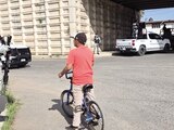 ESCENA del hallazgo de cuerpos, en un puente de Pánuco, el sábado pasado.