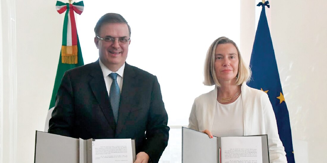 Los entonces canciller Marcelo Ebrard y vicepresidenta de la Comisión Europea, Federica Mogherini, en 2019.