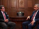 El senador, Ricardo Monreal, en reunión con el gobernador electo de Michoacán, Alfredo Ramírez Bedolla