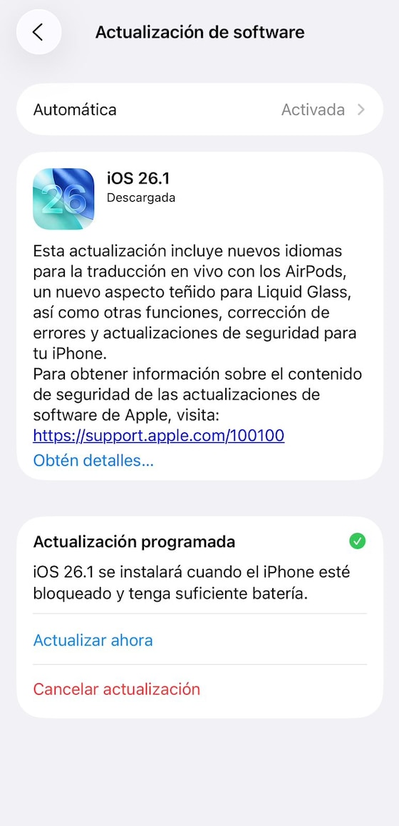 Actualización de iOS