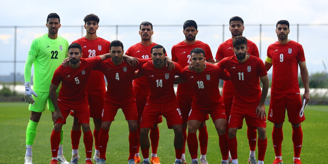Jugadores de Irán antes de un amistoso en la Fecha FIFA de marzo del 2026.