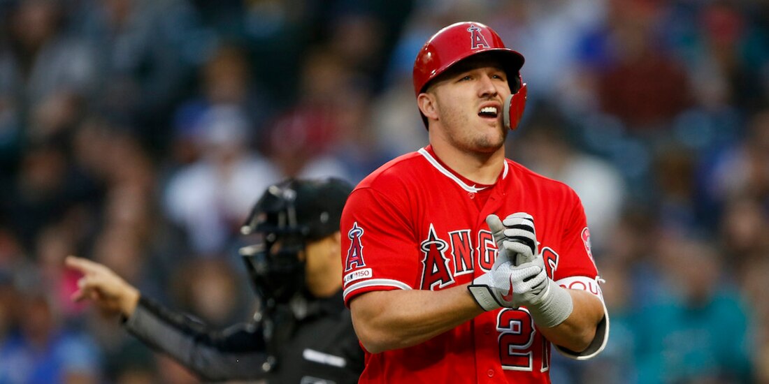 Mike Trout, jardinero de los Angels, en un partido de la campaña de 2019.