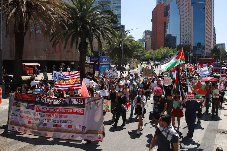 Marcha en favor de la causa palestina, en la Ciudad de México.