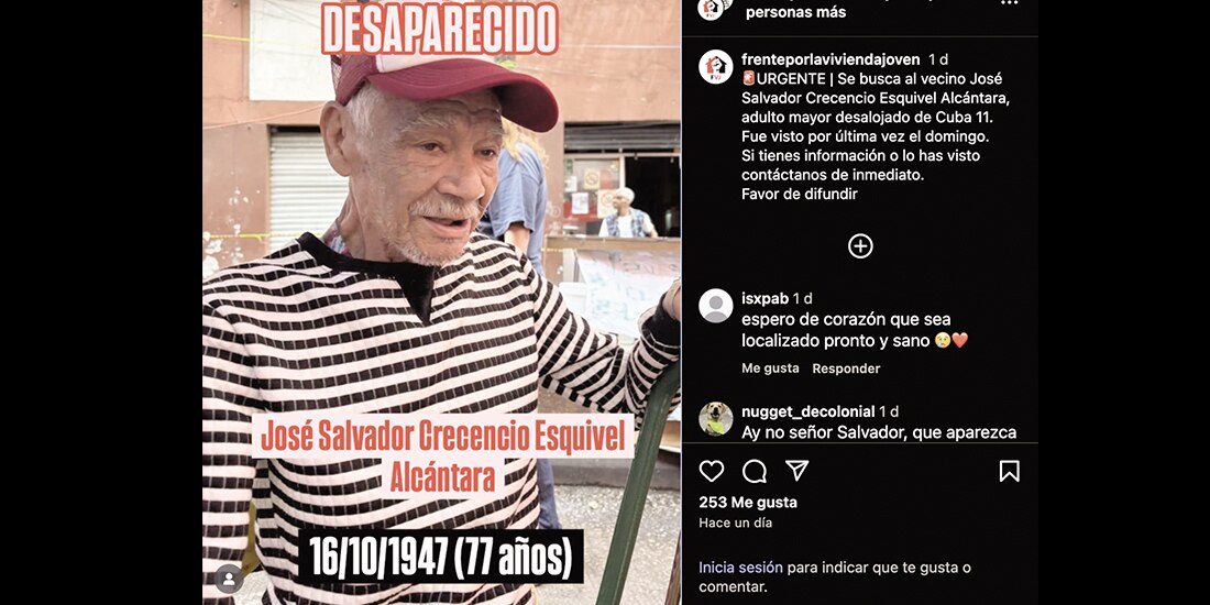 Distintos grupos publicaron en redes la desaparición de José Esquivel.