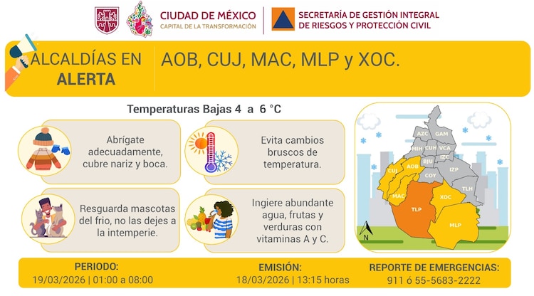 Alerta por baja temperatura