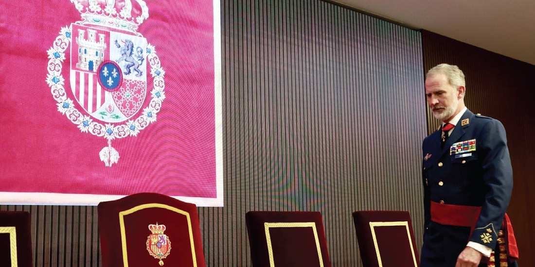 El soberano español en la clausura del Curso de Estado Mayor, ayer, en Madrid.