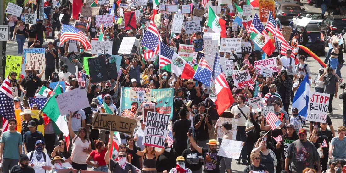 Concentración en Los Ángeles, el pasado sábado.