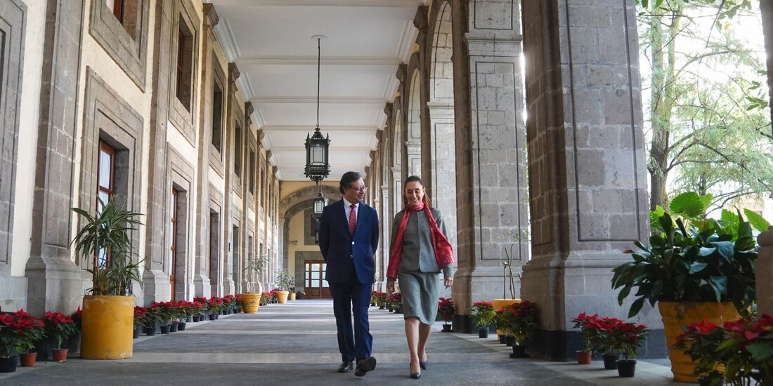 La mandataria Claudia Sheinbaum recibió en Palacio Nacional a su homólogo colombiano, Gustavo Petro, sobre la importancia de la unidad de gobiernos progresistas, así como de AL.
