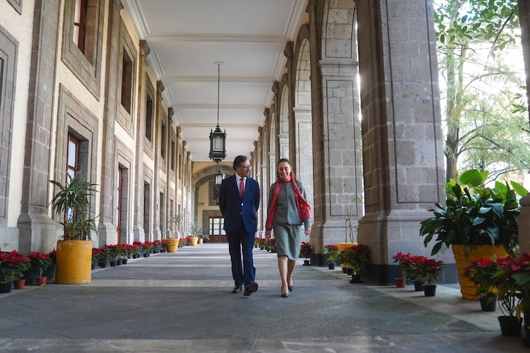 Gustavo Petro en la visita oficial con la presidenta Claudia Sheinbaum, en diciembre de 2024.