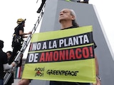 Manifestación en el Zócalo de integrantes de Greenpeace.