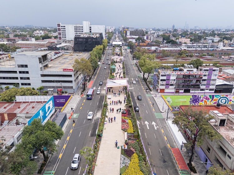 Vista aérea de la calzada flotante en Tlalpan.