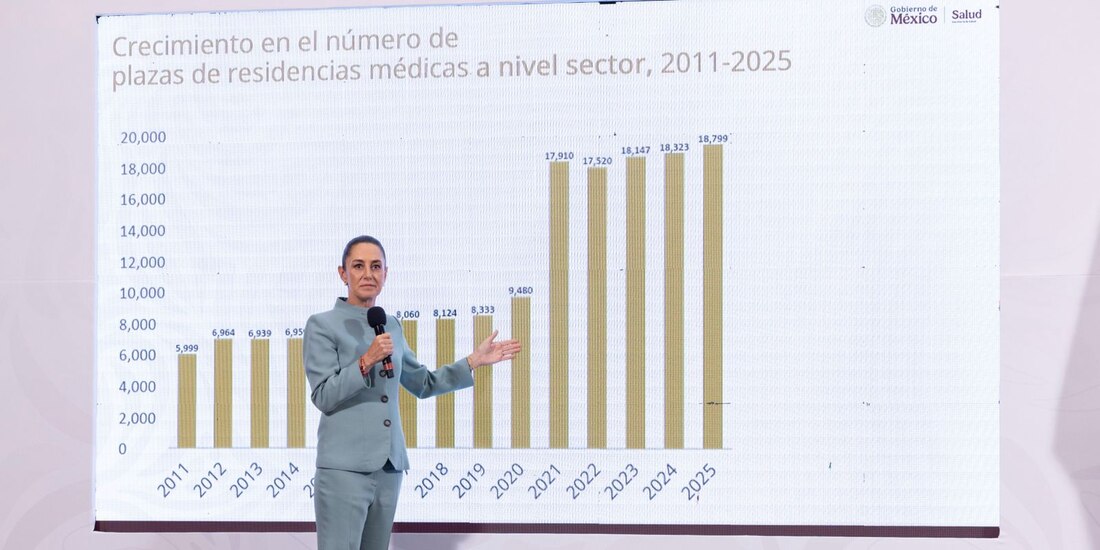 La Presidenta Claudia Sheinbaum este martes en Palacio Nacional.