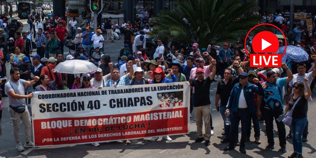 Integrantes de la CNTE marchan en CDMX para iniciar su huelga nacional este lunes 1 de junio.