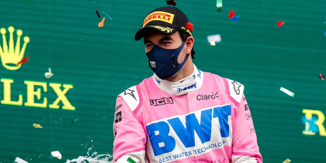 Checo Pérez festeja su podio conseguido el pasado domingo en el Gran Premio de Turquía de F1.