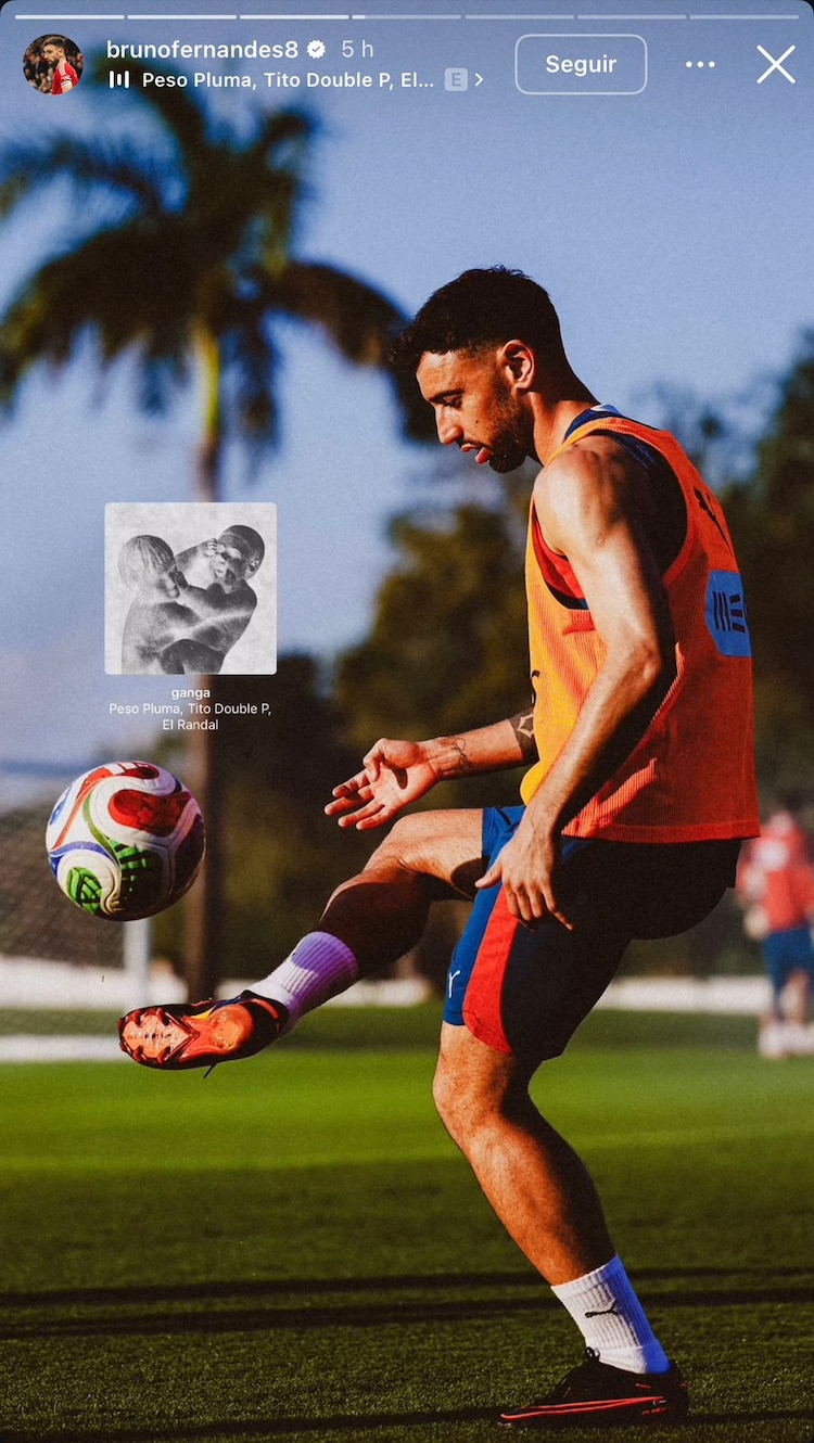 Bruno Fernandes en un entrenamiento con Portugal.