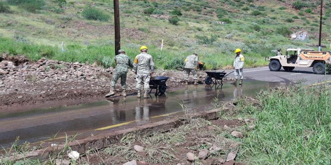 El Plan DN-III-E despliega a miles de elementos de las Fuerzas Armadas para atender las afectaciones en Sonora por la tormenta tropical Polo.