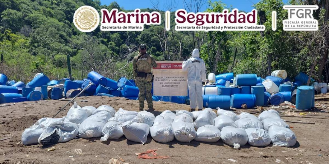 El laboratorio clandestino de mayor envergadura territorial fue inhabilitado en la comunidad de Corralejo, en el estado de Sinaloa.