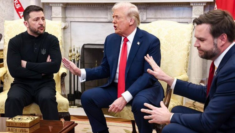 Tenso encuentro entre Trump (medio), su vicepresidente JD Vance (der.) y Zelenski (izq.) en la Casa Blanca.