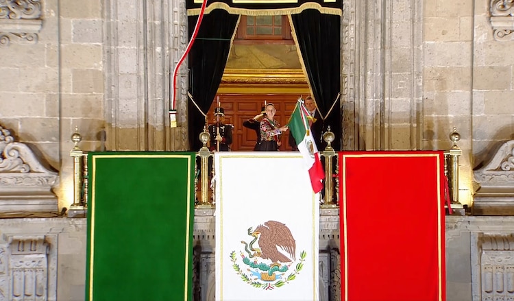 Claudia Sheinbaum, presidenta de México durante el Grito de la independencia 2026