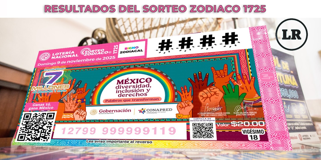 Resultados Sorteo Zodiaco 1725 del 9 de noviembre del 2025 de Lotería Nacional.