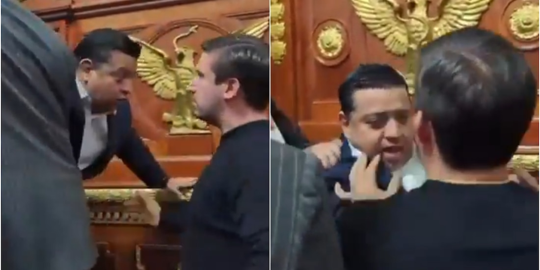 Encontronazo entre los diputados Omar García Loria, del PRI, y Pedro Haces Lago, de Morena, en el Congreso de CDMX.