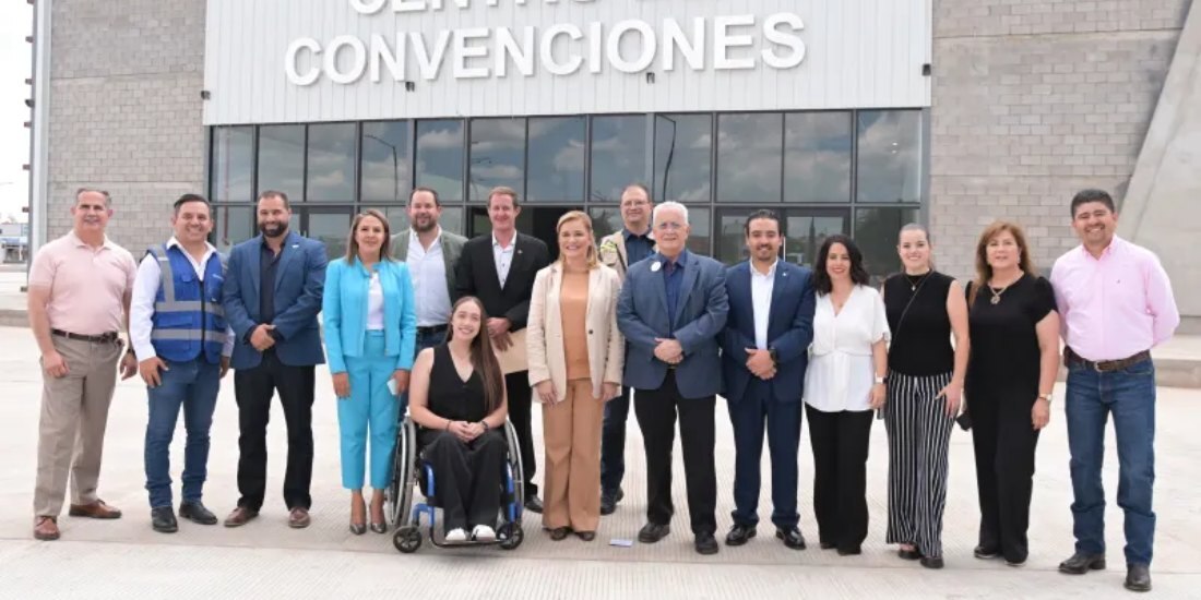 Maru Campos supervisa construcción del Centro de Convenciones de ciudad Cuauhtémoc, en Chihuahua.
