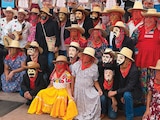 Autoridades y comunidad de Huejutla, ayer en la presentación.