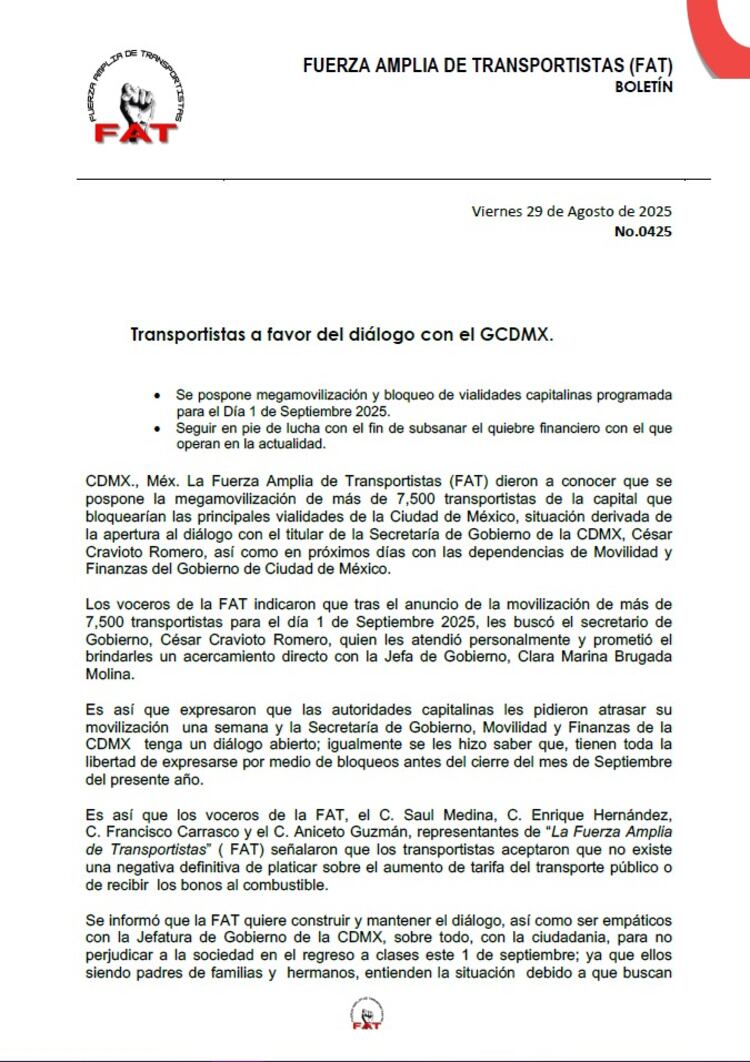 Cancelan el mega bloqueo.