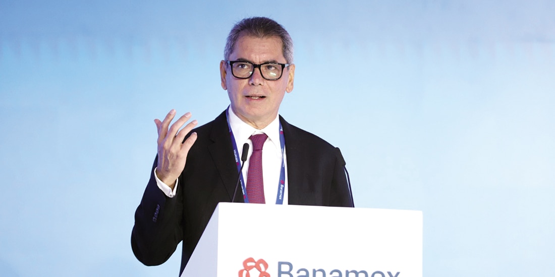 El Secretario de Hacienda, Edgar Amador, ayer en el evento.