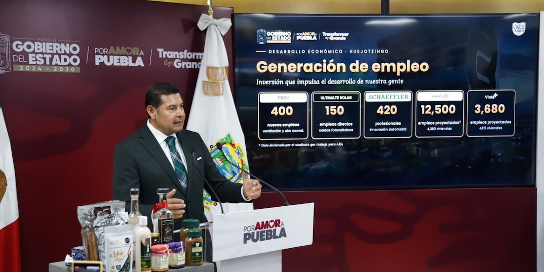 Puebla captó casi 9 mil mdp en inversión para modernizar su aeropuerto, construir 8 mil viviendas e impulsar empleo en su Polo de Desarrollo.