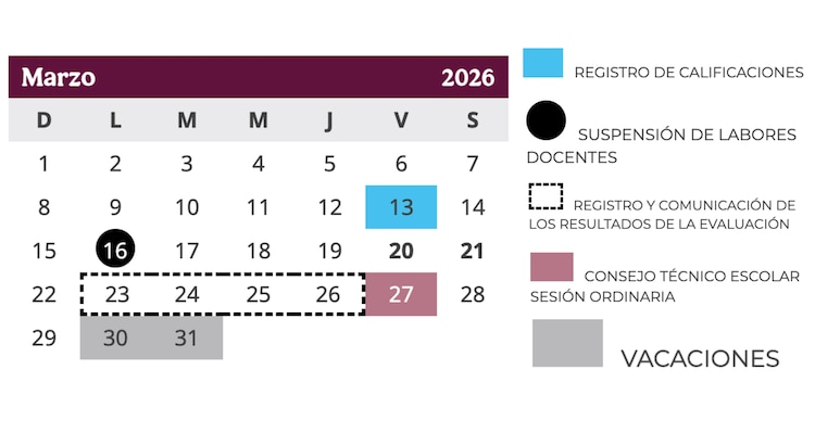 Calendario SEP marzo