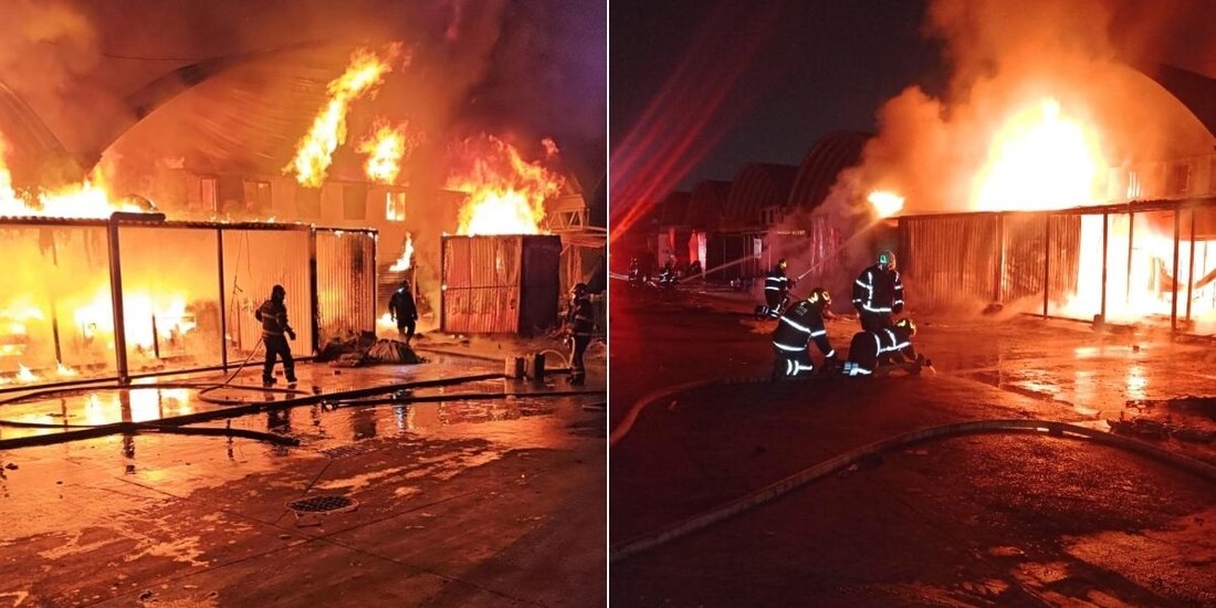 Controlan fuerte incendio en la Central de Abastos.